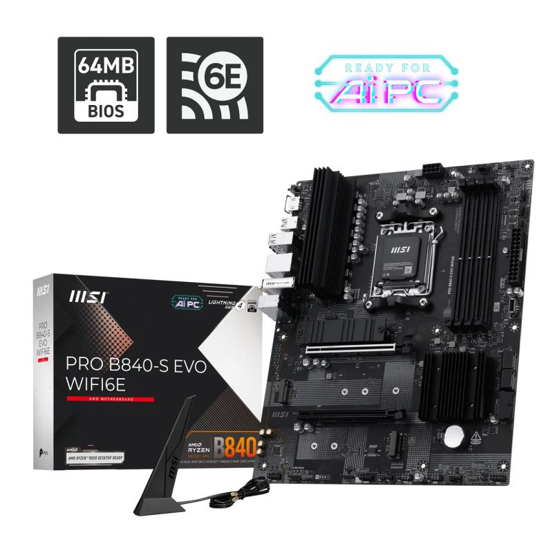 MSI Pro B840-S Evo Wifi6E (B840,AM5,ATX,DDR5)