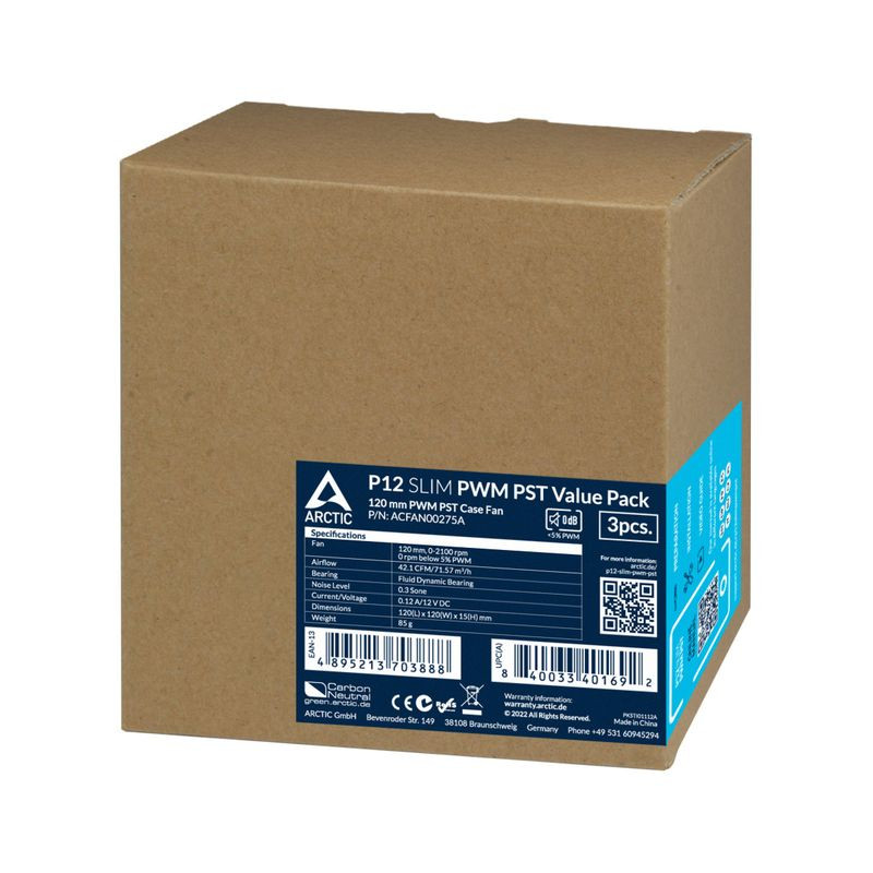 ARCTIC 120x120x15mm P12 SLIM PWM PST 3pcs Value Pack