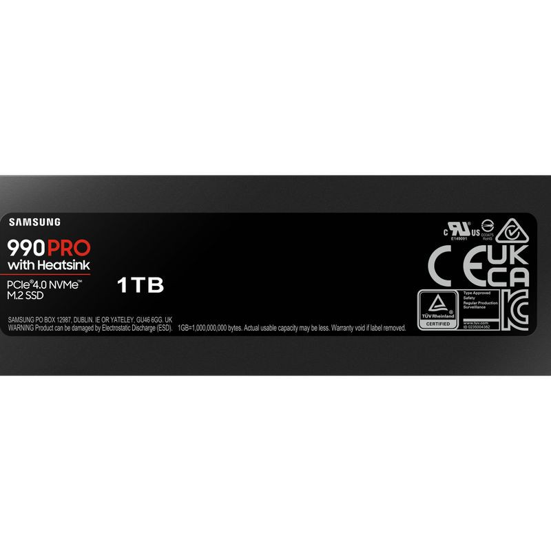 1TB Samsung M.2 PCI-E NVMe Gen4 990 PRO Heatsink