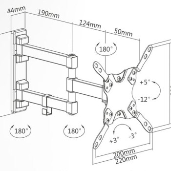 Superior TV Wall Mount 13"-42" Single Arm