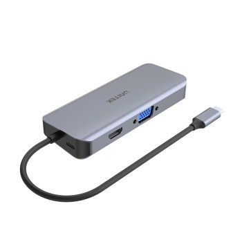 Unitek D1026B TypeC Hub 3xUSB3.0/HDMI/VGA/Gigabit Lan/SD/PD